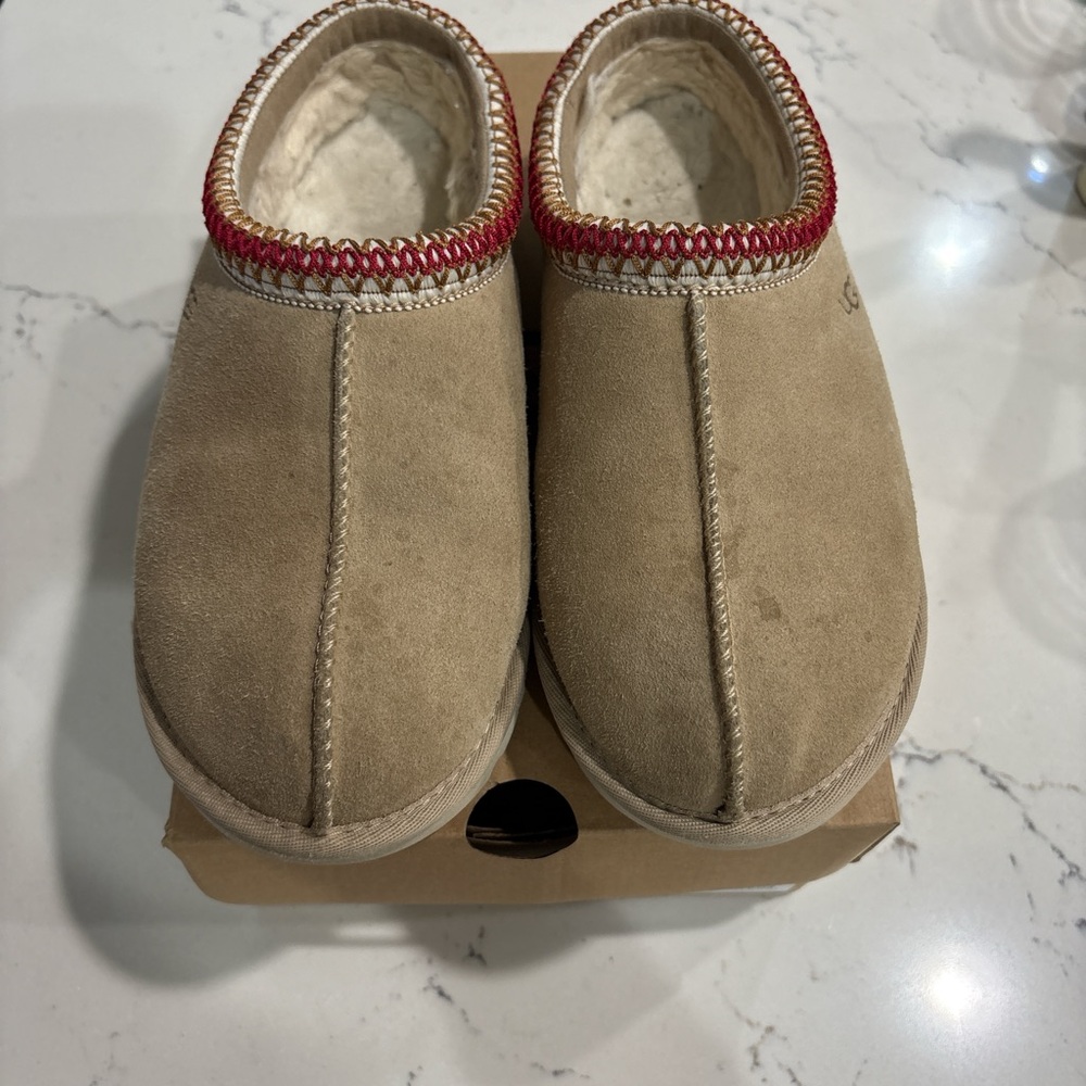 UGG Brown Slippers with Red Accent